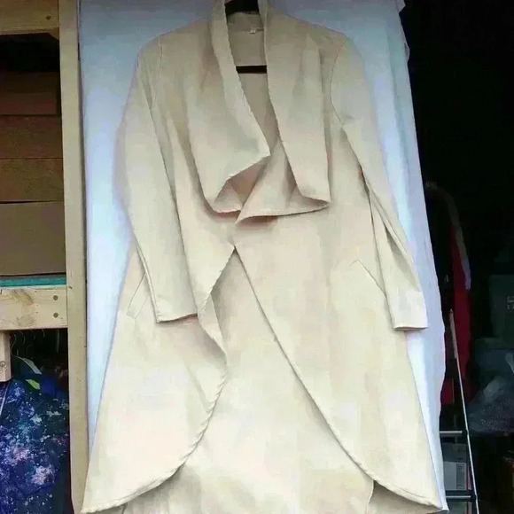 Womens open cape jacket size S cream color business office staple - Picture 1 of 12
